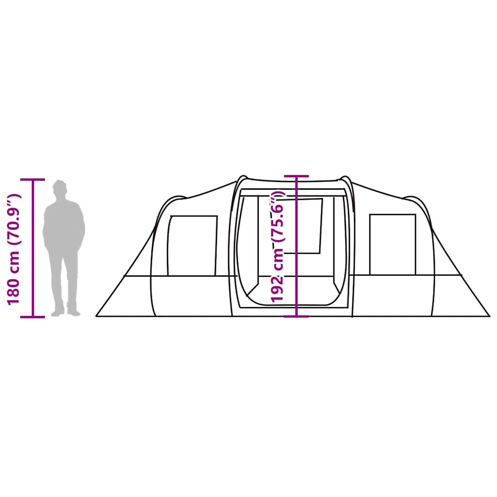 vidaXL Camping Tent Tunnel 4-Person Brown Waterproof