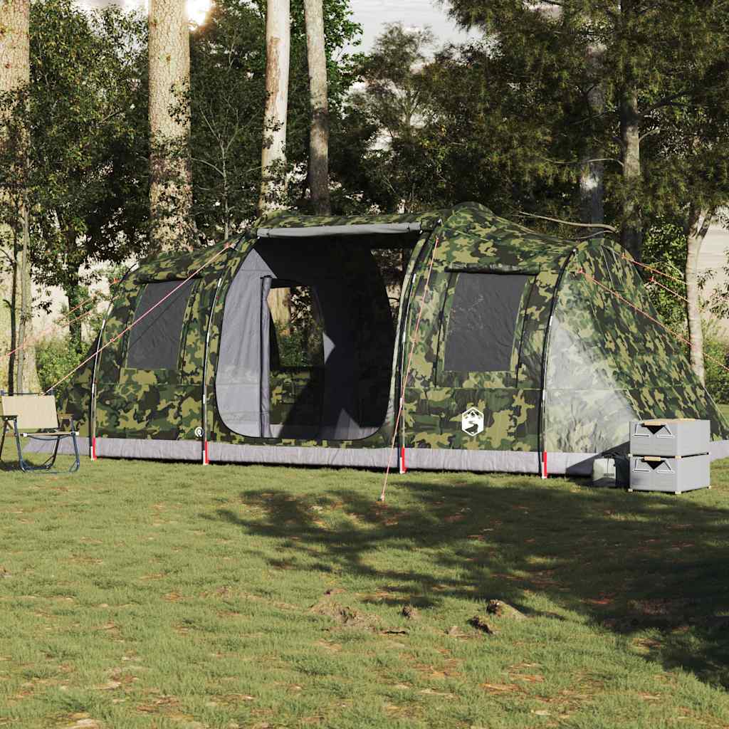 vidaXL Camping Tent Tunnel 4-Person Camouflage Waterproof - Green
