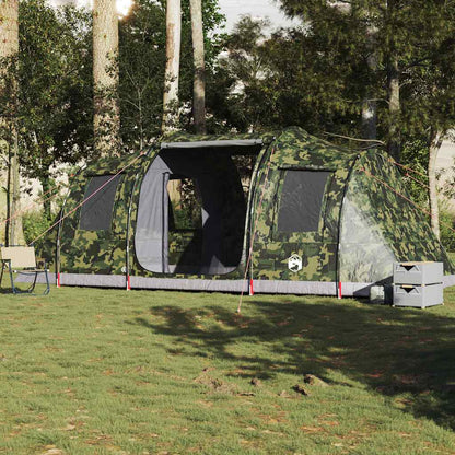 vidaXL Camping Tent Tunnel 4-Person Camouflage Waterproof - Green