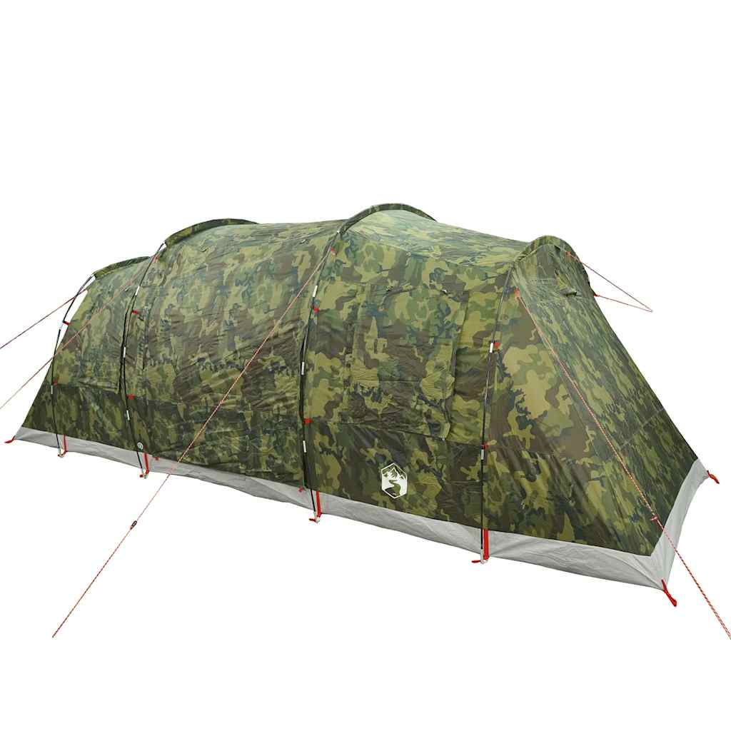 vidaXL Camping Tent Tunnel 4-Person Camouflage Waterproof - Green