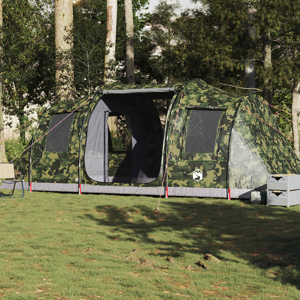 vidaXL Camping Tent Tunnel 4-Person Camouflage Waterproof - Green