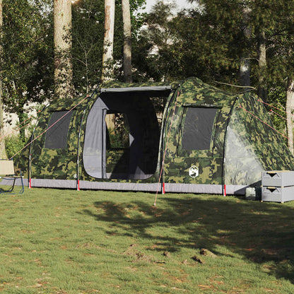 vidaXL Camping Tent Tunnel 4-Person Camouflage Waterproof - Green