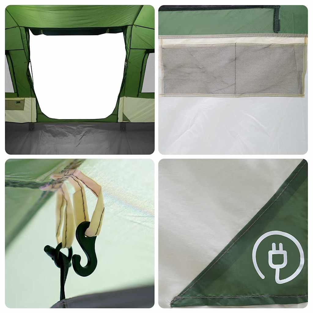 vidaXL Family Tent Tunnel 6-Person Green Waterproof