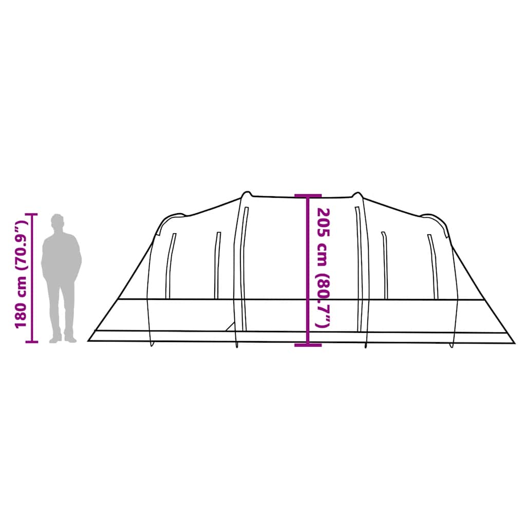 vidaXL Family Tent Tunnel 6-Person Green Waterproof