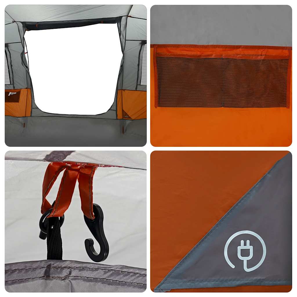 vidaXL Family Tent Tunnel 6-Person Grey Waterproof