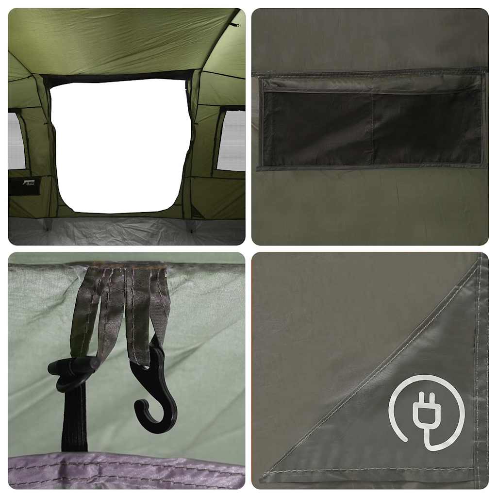 vidaXL Family Tent Tunnel 6-Person Olive Green Waterproof