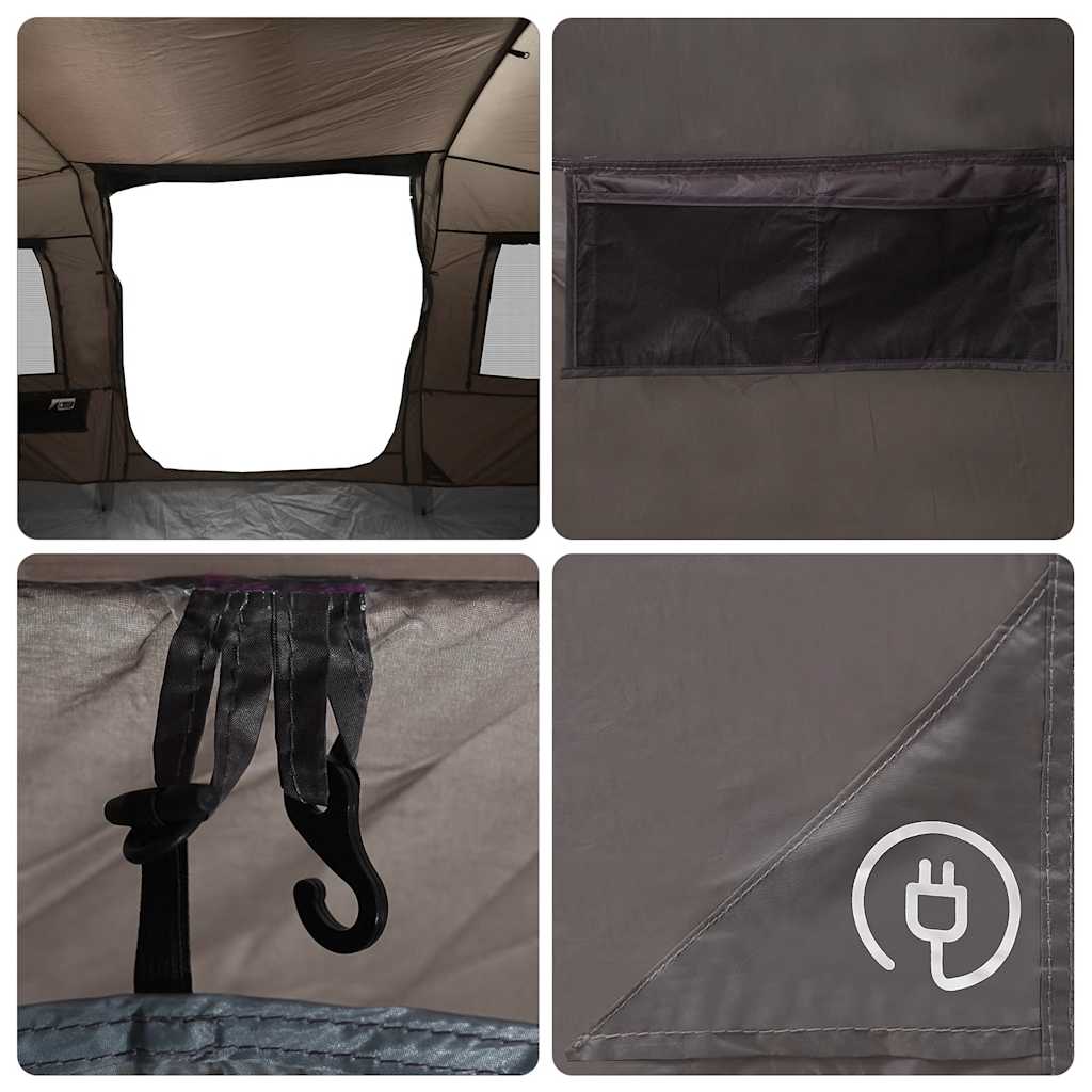 vidaXL Family Tent Tunnel 6-Person Brown Waterproof