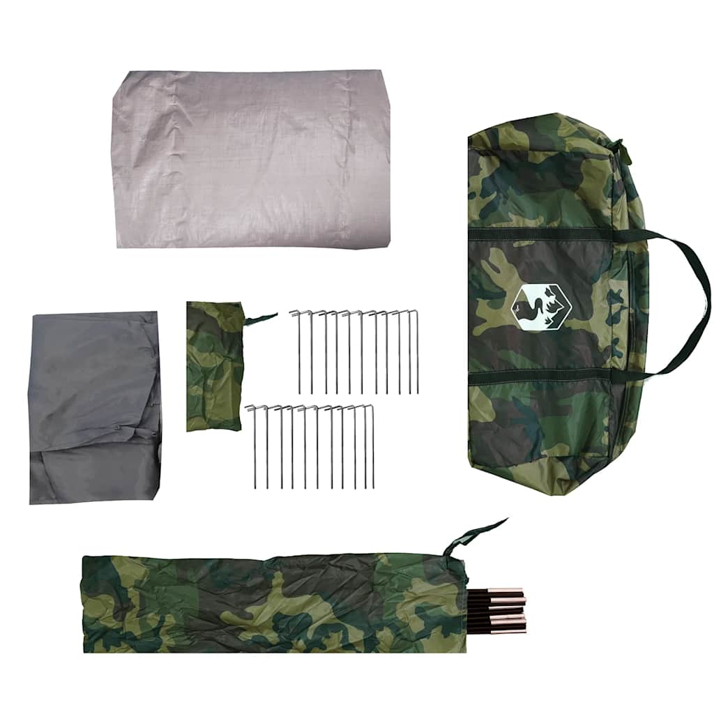 vidaXL Family Tent Tunnel 6-Person Camouflage Waterproof - Green