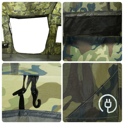 vidaXL Family Tent Tunnel 6-Person Camouflage Waterproof - Green