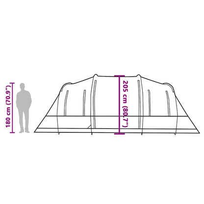 vidaXL Family Tent Tunnel 6-Person Camouflage Waterproof - Green