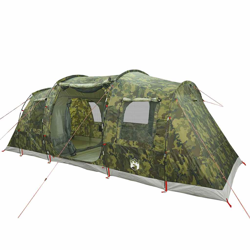vidaXL Family Tent Tunnel 6-Person Camouflage Waterproof - Green