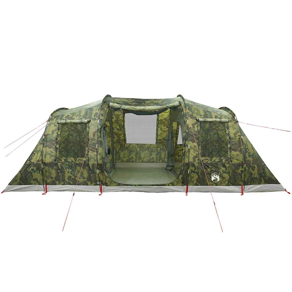 vidaXL Family Tent Tunnel 6-Person Camouflage Waterproof - Green