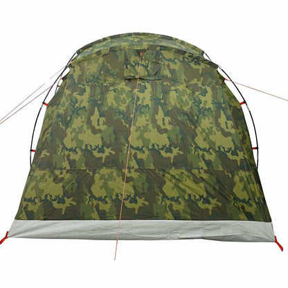 vidaXL Family Tent Tunnel 6-Person Camouflage Waterproof - Green