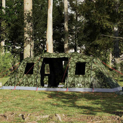 vidaXL Family Tent Tunnel 6-Person Camouflage Waterproof - Green