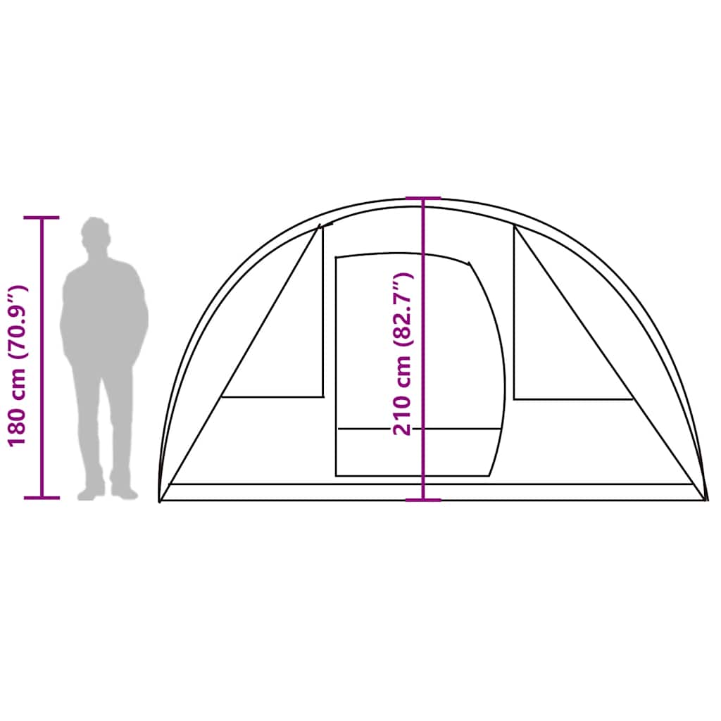 vidaXL Camping Tent Tunnel 5-Person Green Waterproof