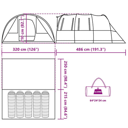 vidaXL Camping Tent Tunnel 5-Person Blue Waterproof