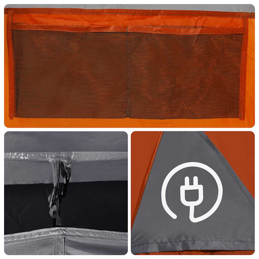 vidaXL Camping Tent Tunnel 5-Person Grey and Orange Waterproof