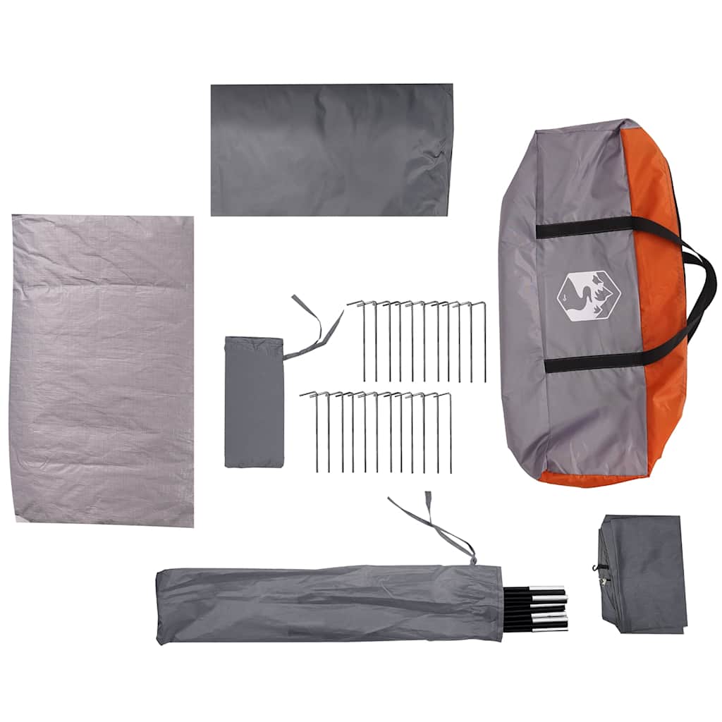 vidaXL Camping Tent Tunnel 5-Person Grey and Orange Waterproof - 36882