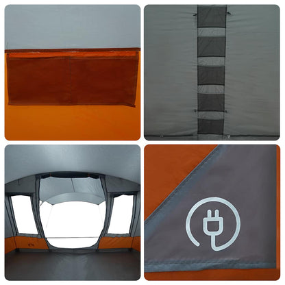 vidaXL Camping Tent Tunnel 5-Person Grey and Orange Waterproof - 36882
