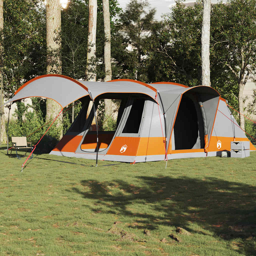 vidaXL Camping Tent Tunnel 5-Person Grey and Orange Waterproof - 36882