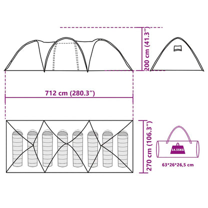vidaXL Family Tent Dome 8-Person Green Waterproof