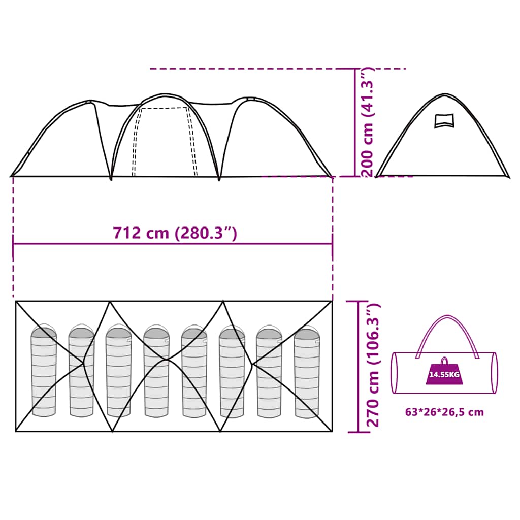 vidaXL Family Tent Dome 8-Person Blue Waterproof