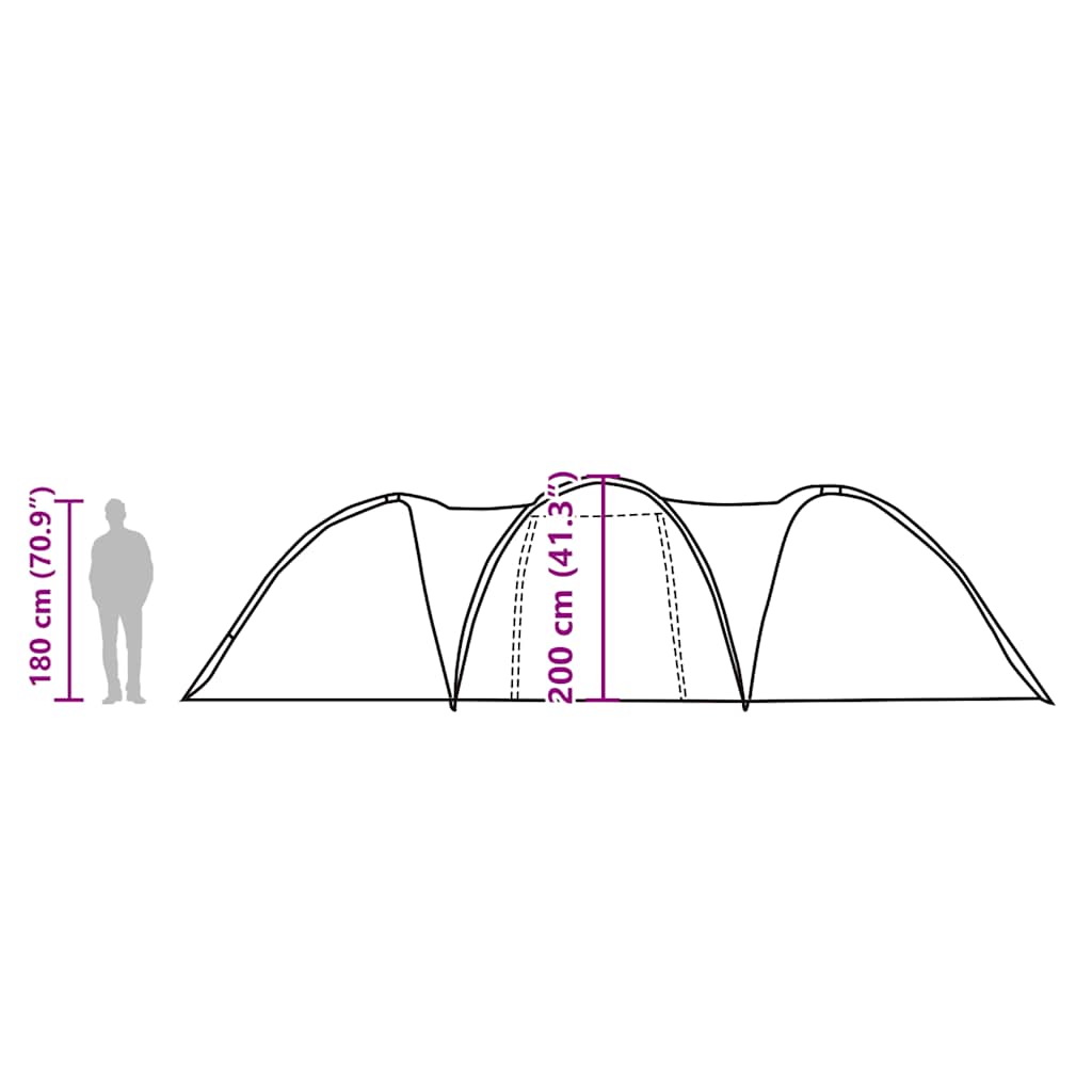 vidaXL Family Tent Dome 8-Person Grey and Orange Waterproof
