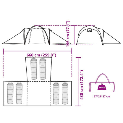 vidaXL Family Tent Dome 6-Person Blue Waterproof - 36902