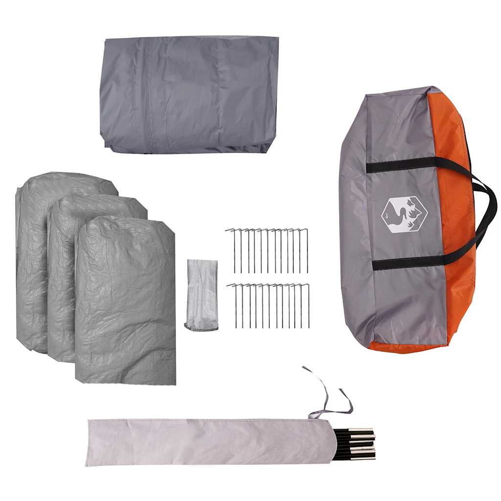 vidaXL Family Tent Dome 6-Person Grey and Orange Waterproof - 36906