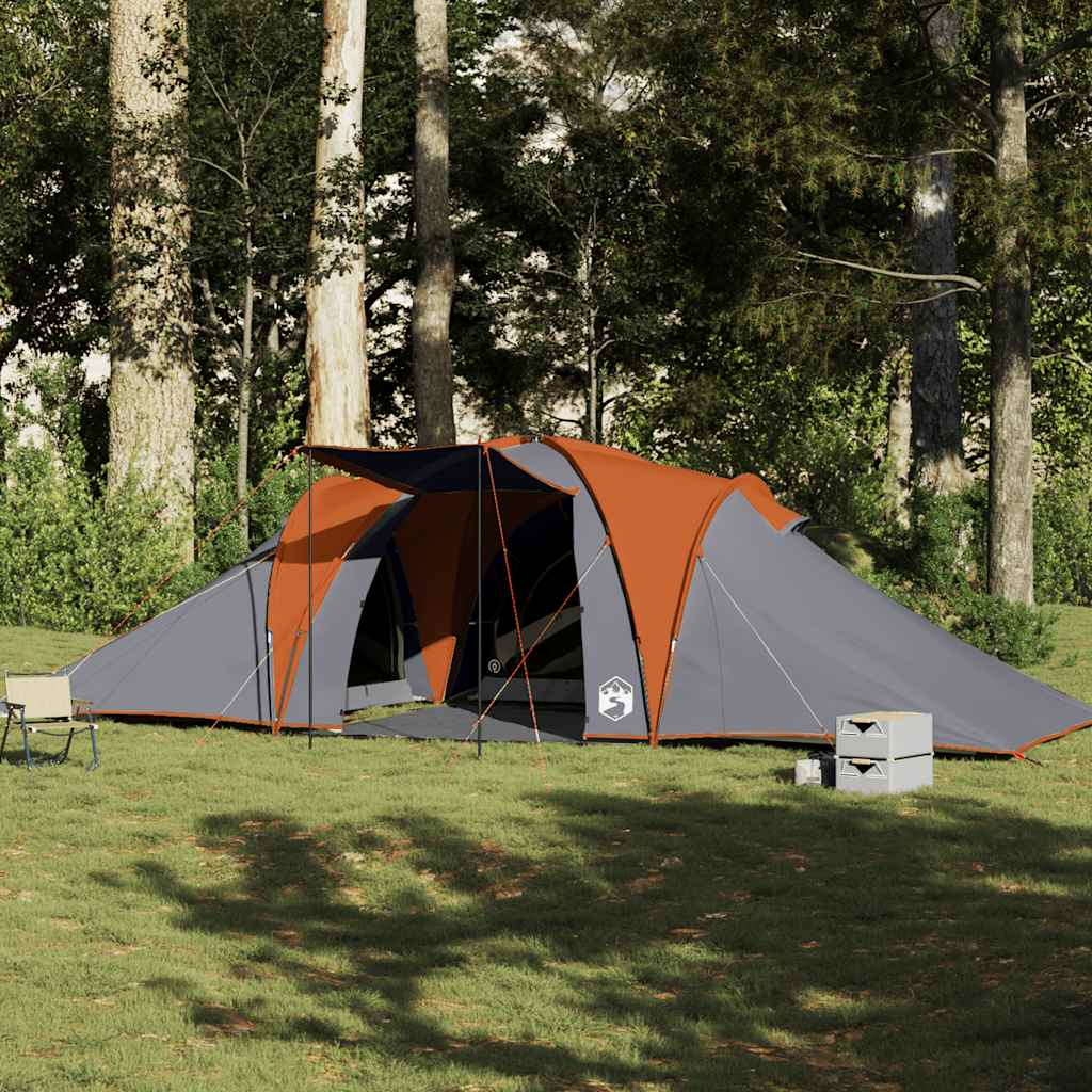 vidaXL Family Tent Dome 6-Person Grey and Orange Waterproof - 36906