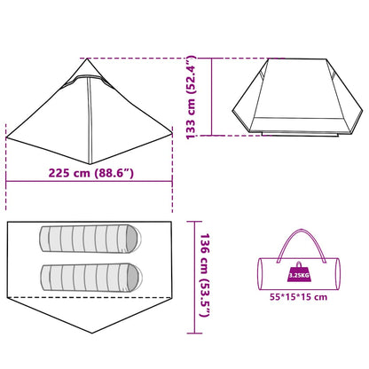 vidaXL Camping Tent 2-Person Blue Waterproof