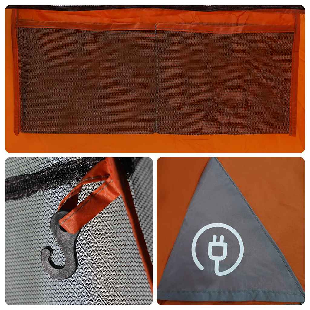 vidaXL Family Tent Tipi 6-Person Grey and orange Waterproof