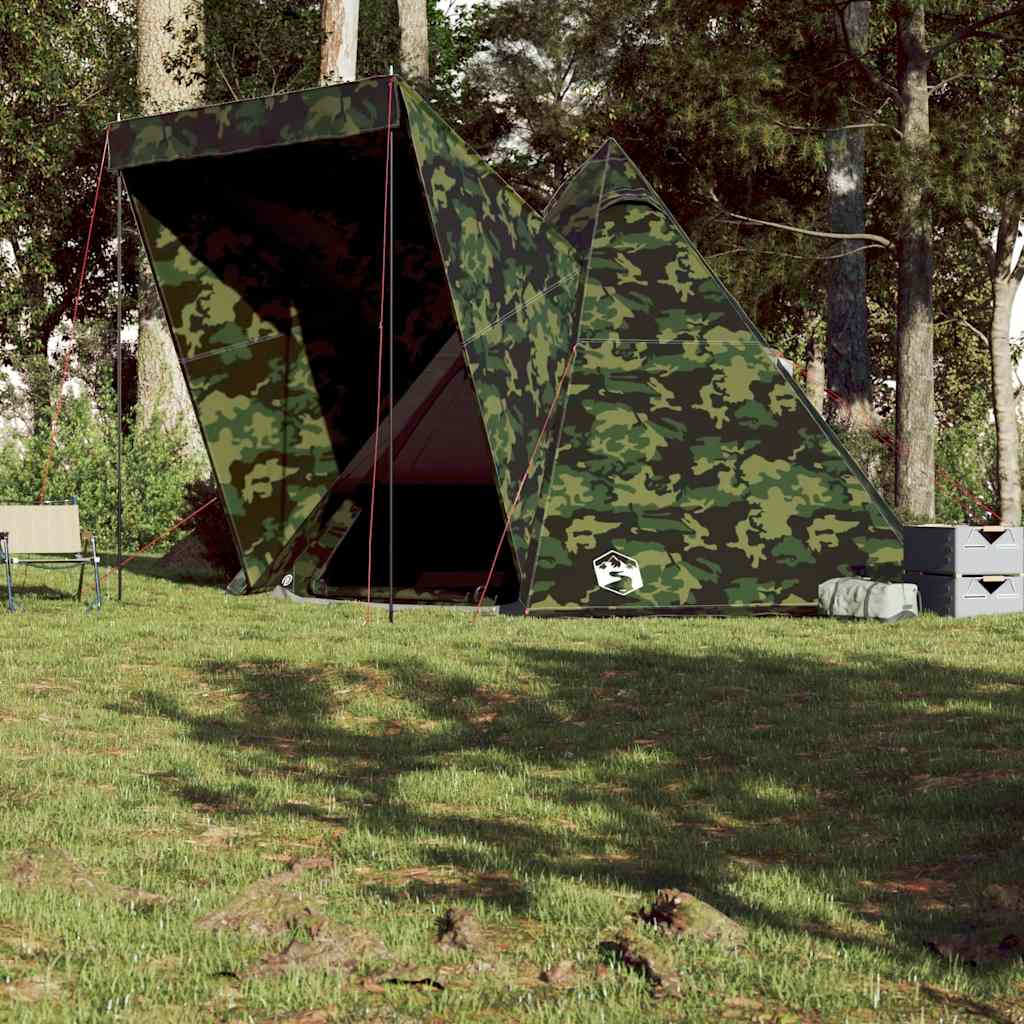 vidaXL Family Tent Tipi 6-Person Camouflage Waterproof - Green