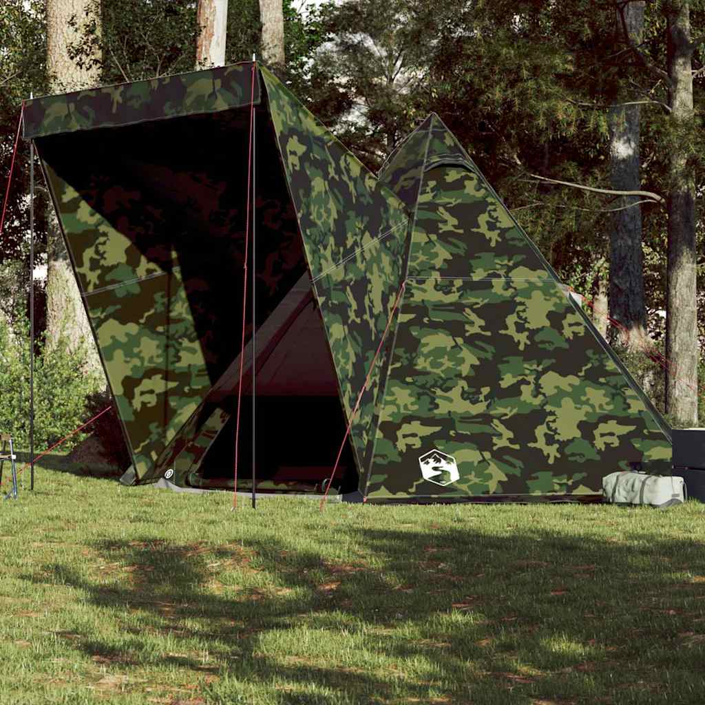 vidaXL Family Tent Tipi 6-Person Camouflage Waterproof - Green