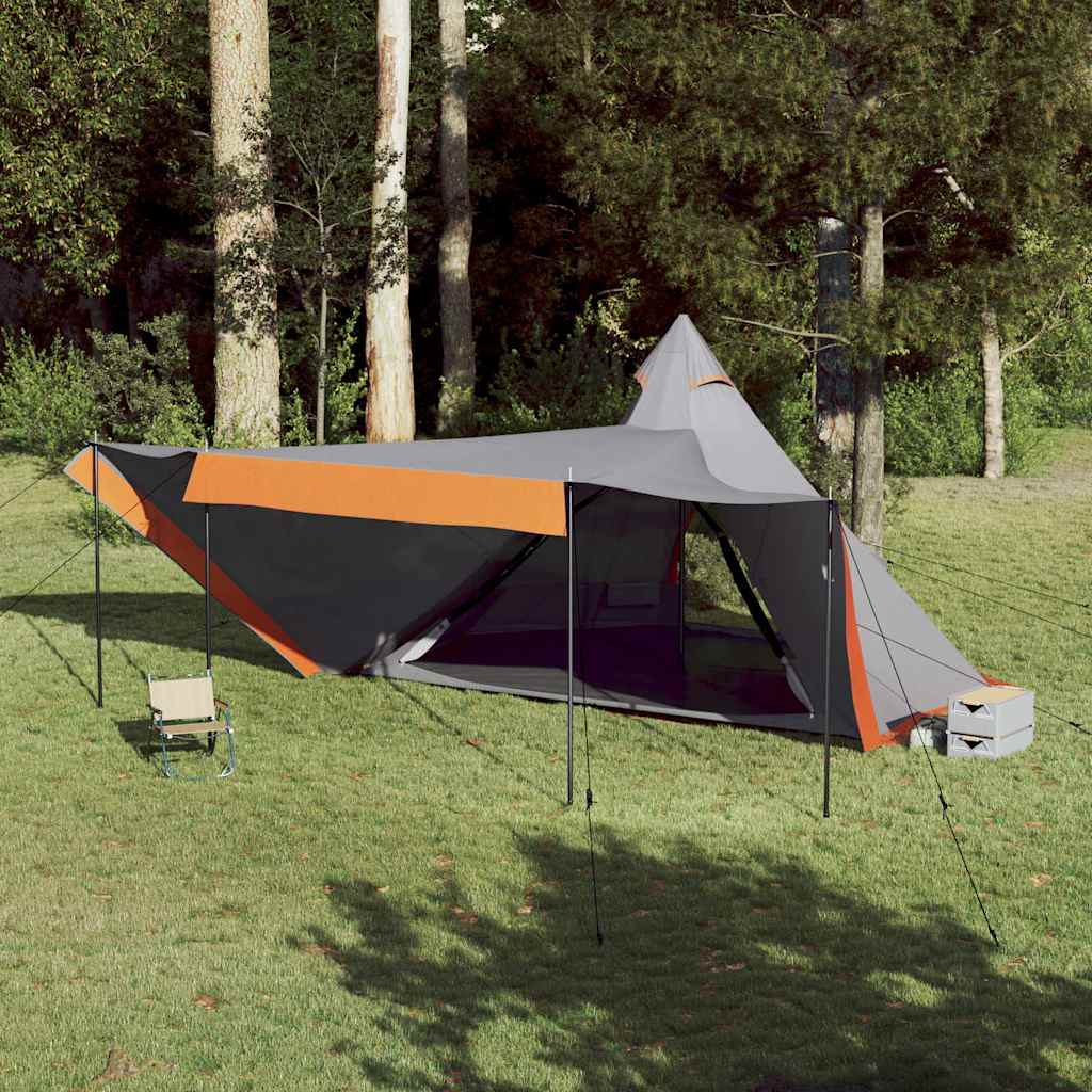 vidaXL Family Tent Tipi 8-Person Grey and Orange Waterproof