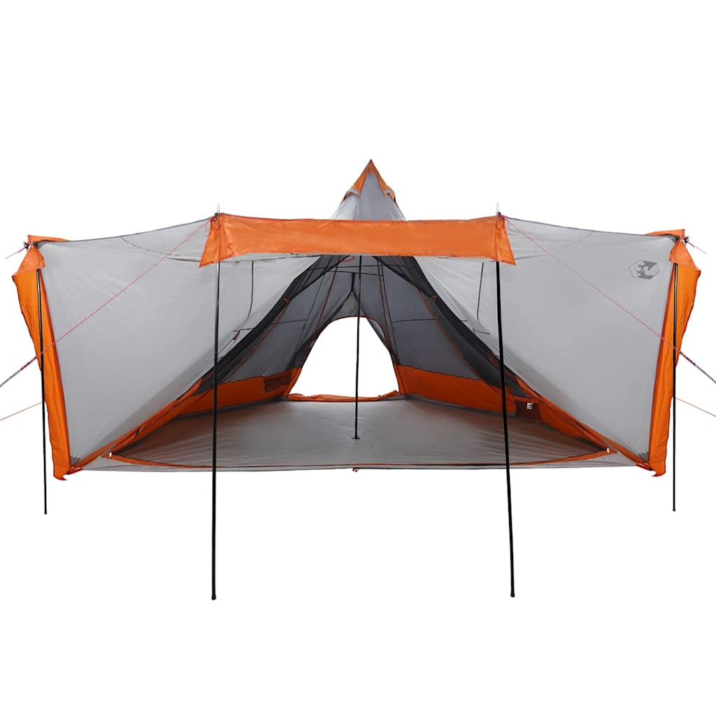 vidaXL Family Tent Tipi 8-Person Grey and Orange Waterproof