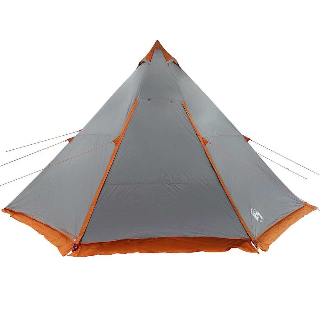 vidaXL Family Tent Tipi 8-Person Grey and Orange Waterproof