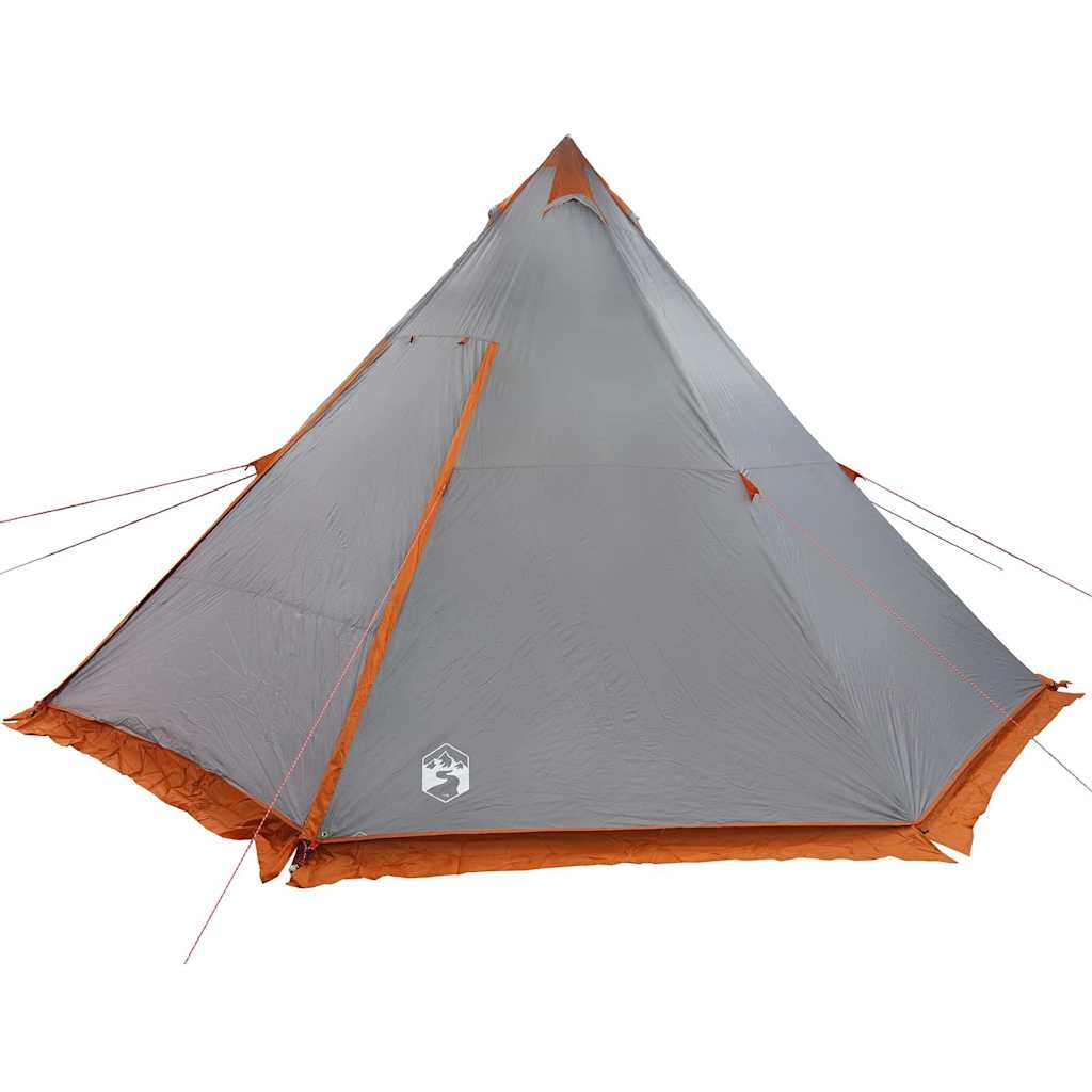 vidaXL Family Tent Tipi 8-Person Grey and Orange Waterproof