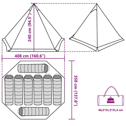 vidaXL Family Tent Tipi 8-Person Camouflage Waterproof - Multicolour