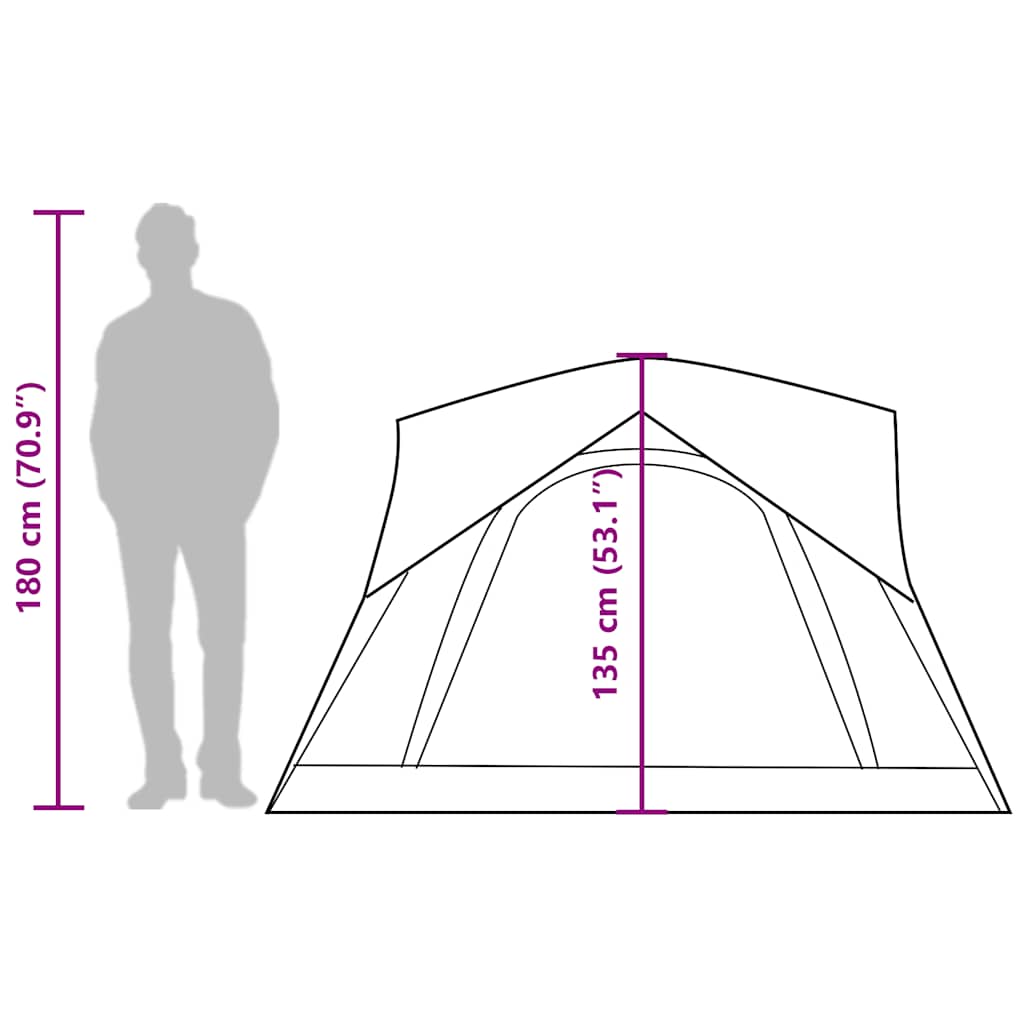 vidaXL Camping Tent Cabin 4-Person Green Waterproof