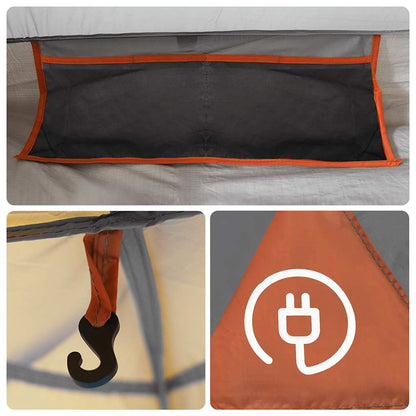 vidaXL Camping Tent Cabin 4-Person Grey and Orange Waterproof