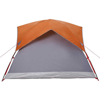 vidaXL Camping Tent Cabin 4-Person Grey and Orange Waterproof