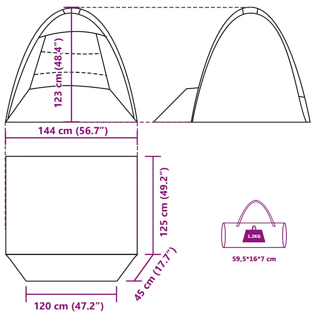 vidaXL Beach Tent 3-Person Azure Blue Waterproof
