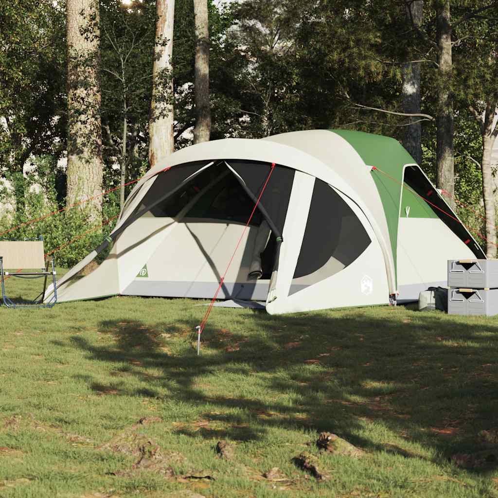 vidaXL Family Tent Tunnel 6-Person Green Waterproof - 37006