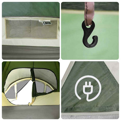 vidaXL Family Tent Tunnel 6-Person Green Waterproof - 37006