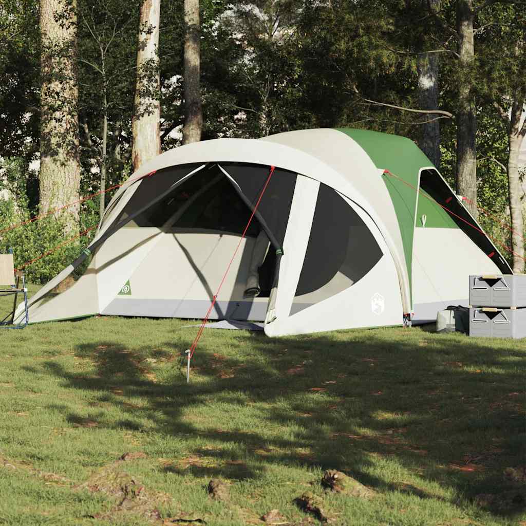 vidaXL Family Tent Tunnel 6-Person Green Waterproof - 37006