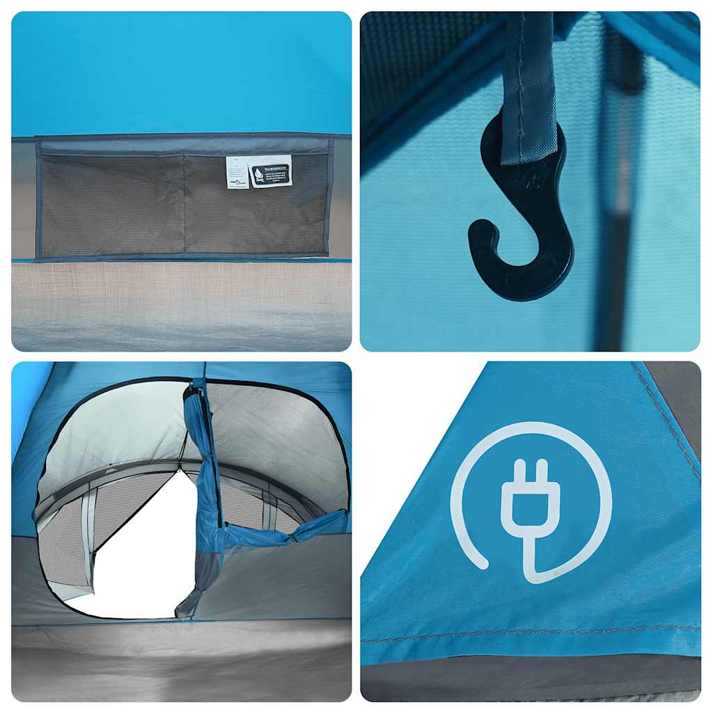vidaXL Family Tent Tunnel 6-Person Blue Waterproof - 37013