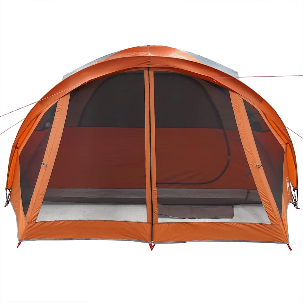 vidaXL Family Tent Tunnel 6-Person Grey and Orange Waterproof