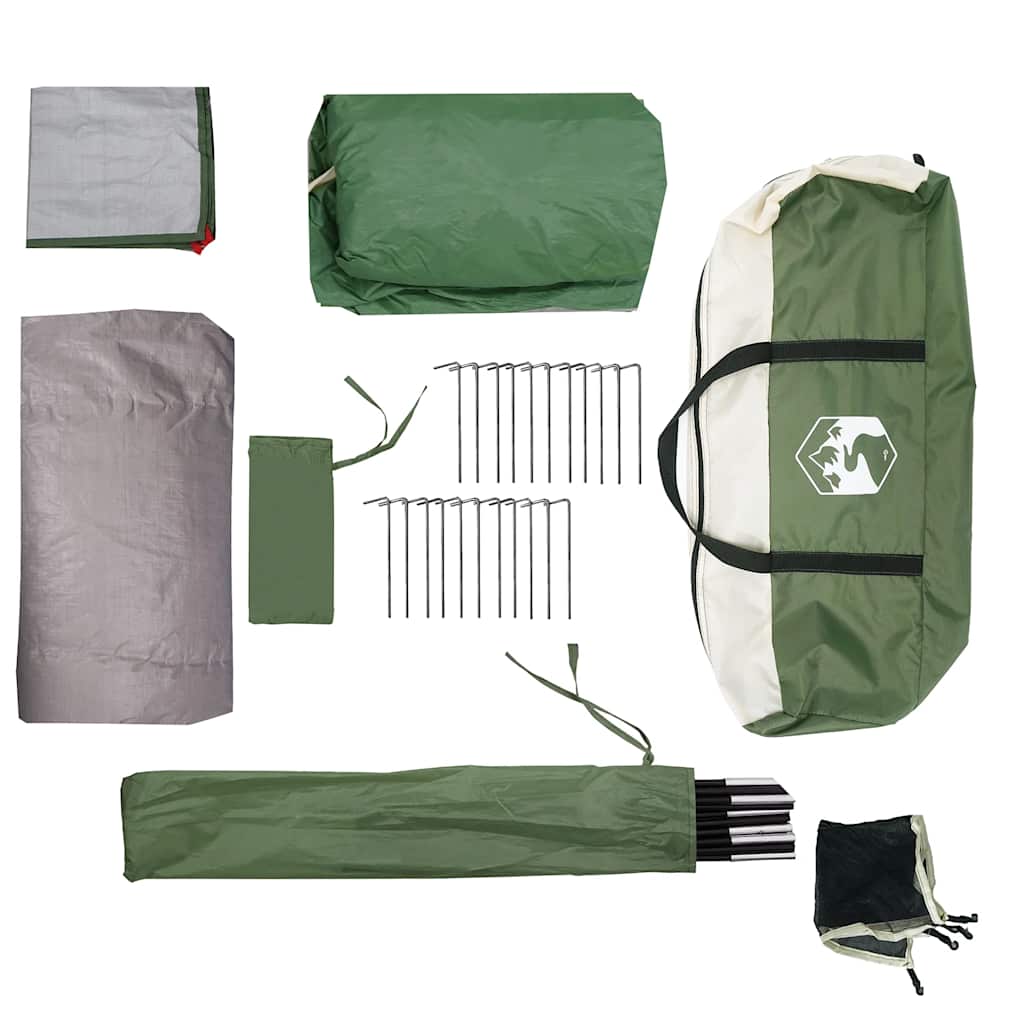 vidaXL Family Tent Dome 6-Person Green Waterproof - 375 x 225 x 176 cm