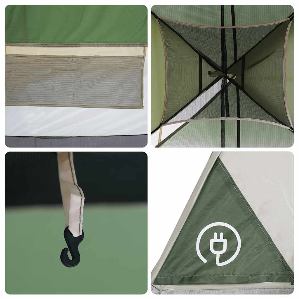 vidaXL Family Tent Dome 6-Person Green Waterproof - 375 x 225 x 176 cm
